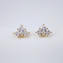 Load image into Gallery viewer, Cubic Zirconia Triangle Post Earrings, Gold Earring Post with Loop, Hypoallergenic, Earring Findings, Handmade Earring Supplies D0029