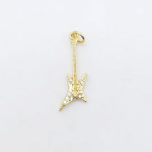 Load image into Gallery viewer, Band Guitar Pendants Collection, 18K Gold Plated, Bass Charm, Necklace Charms, Jewelry Findings S20506