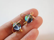 Load image into Gallery viewer, Danity Planet Connector with loops, 14K Gold Plated Handmade Earring Findings, 20x17mm Jewelry Findings JH010