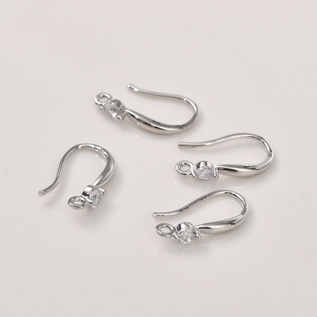14K Gold Plated Earring Hooks, Clear Cubic Pave, Nickel Free, Fish Hooks Earrings for Jewelry Making LL159-ZX7006