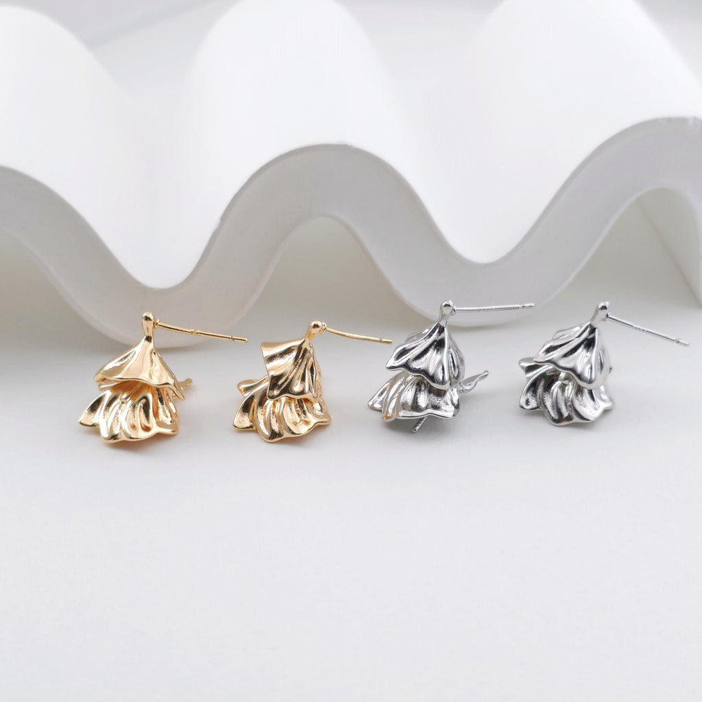 Vertical Flowers Earring Post with Peg Bail, Nickel Free, Flower Ear Stud Loop, Hypoallergenic Earring Finding ZX315