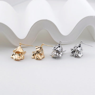 Vertical Flowers Earring Post with Peg Bail, Nickel Free, Flower Ear Stud Loop, Hypoallergenic Earring Finding ZX315