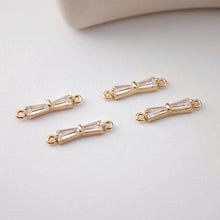 Load image into Gallery viewer, CZ Pave Bow Tie Connector, Cubic Pendant, Earring Connectors, Real Gold Plated Brass Earring Charms, Jewelry Findings D0066