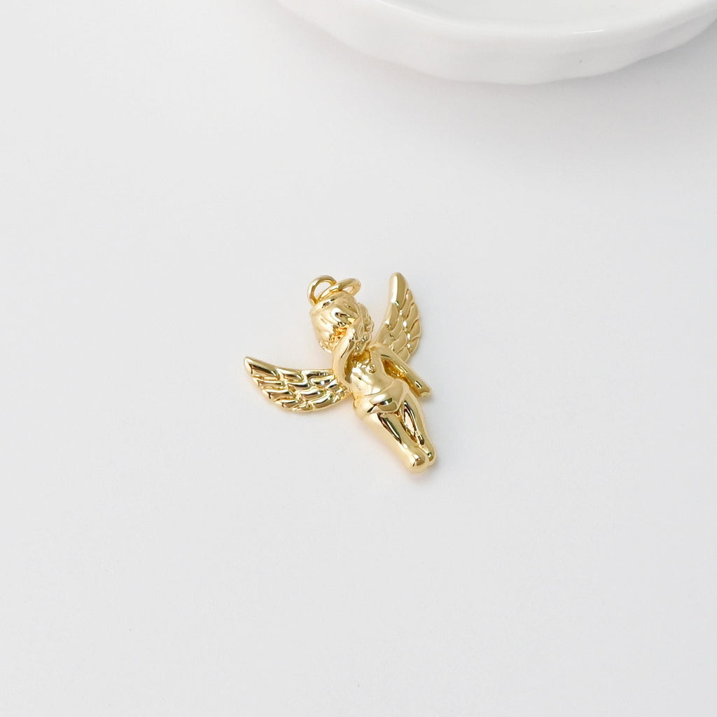 Gold Angel Charms, 18K Gold Plated Angel pendants for Necklace and Bracelet, Jewelry Findings
