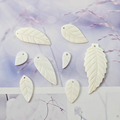 10 قطع من قلادة صدفية على شكل ورقة شجر، قلادة صدفية، سحر صدفي، نتائج صنع الأقراط، نتائج صنع المجوهرات RY060