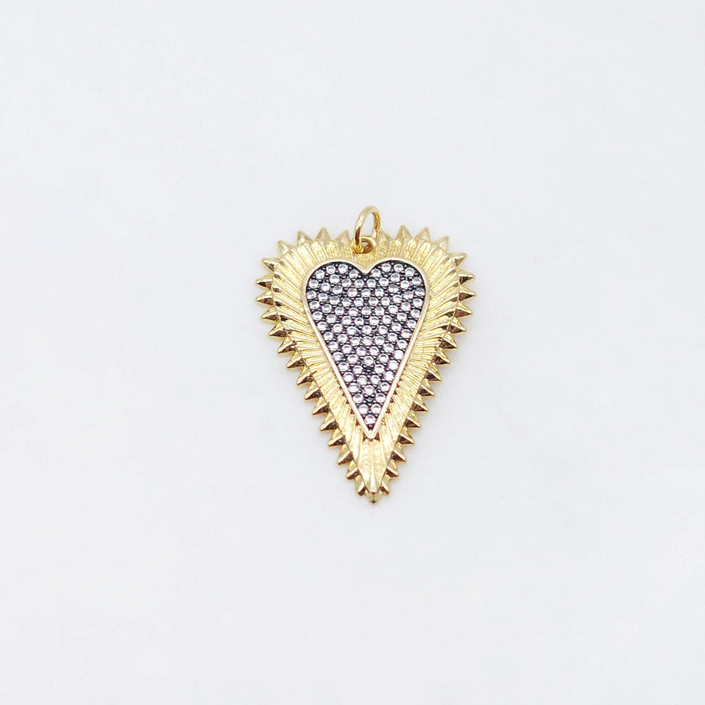 Heart Pendant, Cubic Pave Charm, 18K Gold Plated, Love Pendant, Necklace Making Pendants, Jewelry Findings S20477