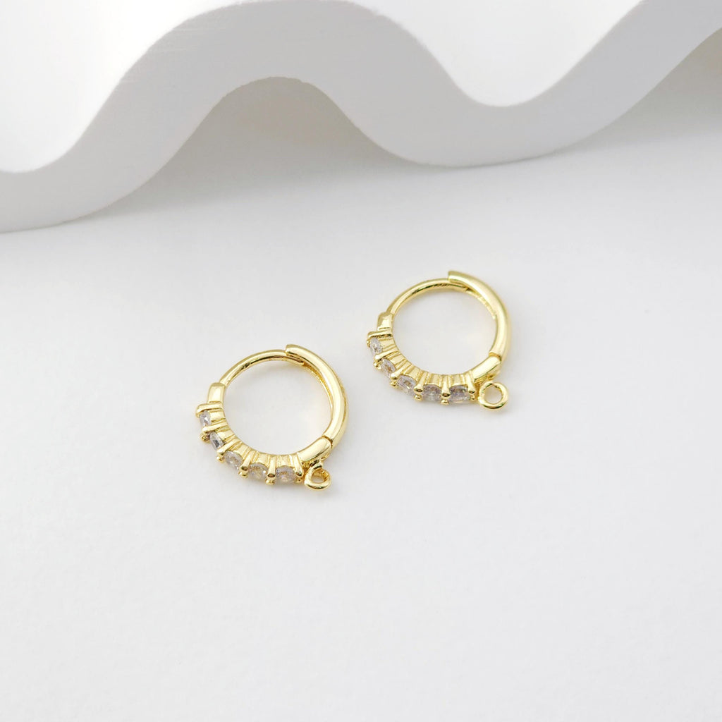 Cubic Zirconia Ear Hoops Multicolor Pave Crystal, 15*13.7mm, 18K Gold Plated Leverback Earrings, Huggie Hoops Earring D0213