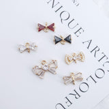 CZ Pave Bow Tie Charm, Cubic Zircon Crystal Bow Tie Pendant, Bracelet Necklace Pendant, Gold Plated Charm, Jewelry Findings ZR013-F168