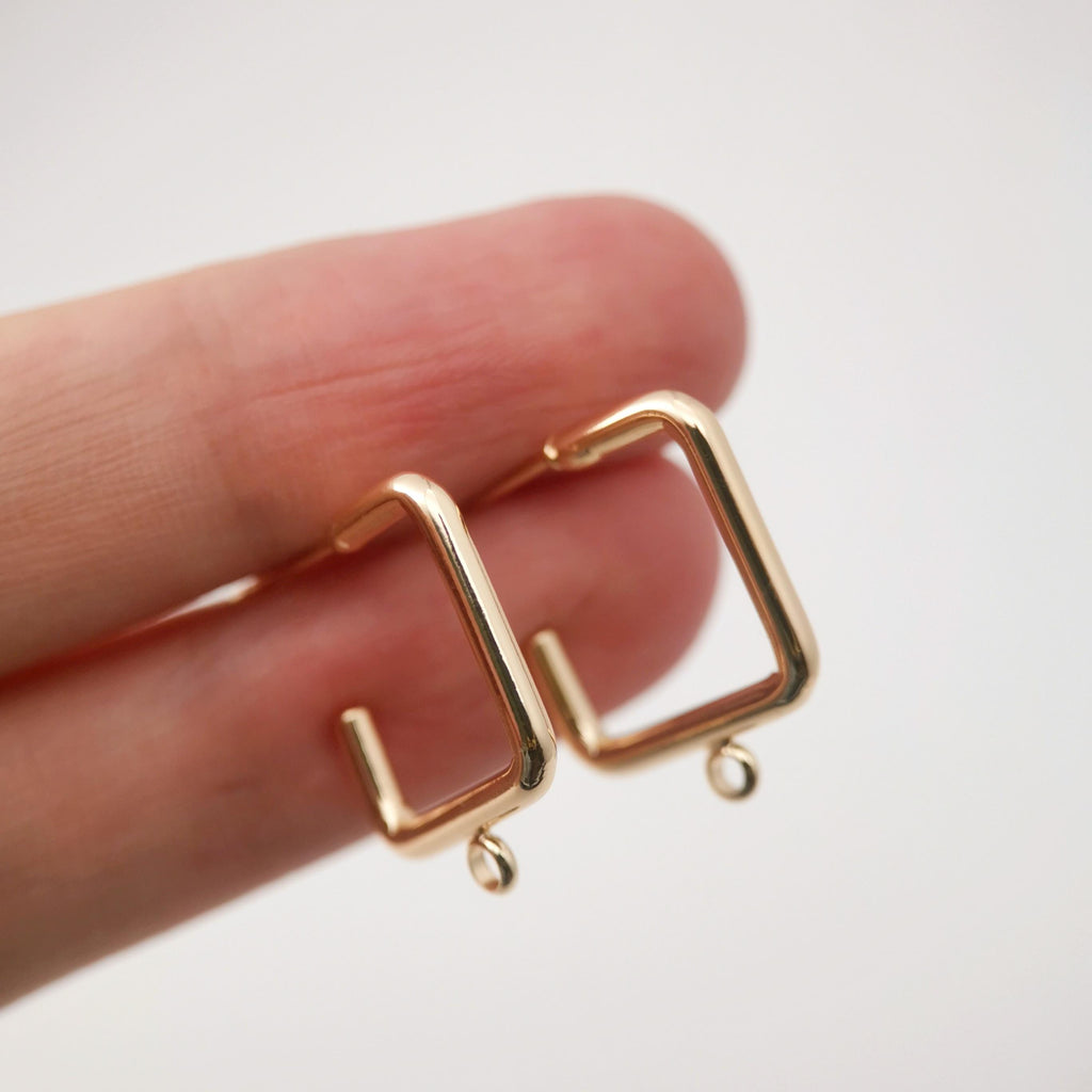 10pcs Gold Square Earrings Post With Loop, S925 Silver Ear Pin Nickel Free Earrings, Ear Stud Loop, Hypoallergenic Earring Findings Z051
