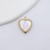 Saint Maria Heart Locket Charm, Religious Pendant, Shell Pave, 18K Gold Plated, Our Lady Pendant, Vintage Necklace Making Charm S20603