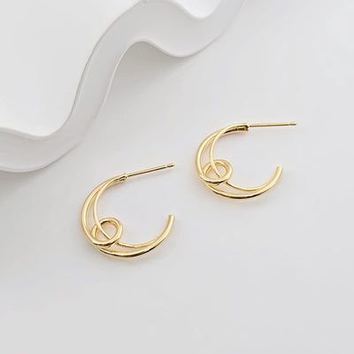 Moon Ear Post, Knot Earring Post, C Shape Ear Post, Nickel Free Earrings, Gold Ear Stud, Hypoallergenic Earring Findings ZX292