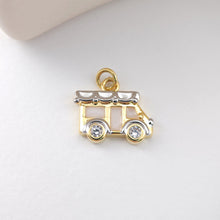 Load image into Gallery viewer, Transportation with Shell Pendant, 18K Gold, MOP Charm, Cable Car, Aircraft, Bus Charm, Earring Necklace Making Finding S1116