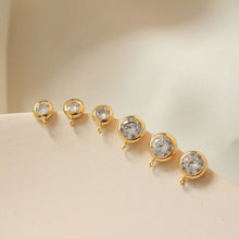 Load image into Gallery viewer, 10PCS Tiny Ear Post with Loops, S925 Silver Ear Pin Nickel Free, Micro CZ Pave, 6mm/7mm, 14K Gold Plated Stud Earring Finding BB068