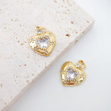 Load image into Gallery viewer, Cubic Heart Charms, 18K Gold Plated CZ Pave Love Charms, Bracelet Necklace Making Pendants, Jewelry Findings S20549