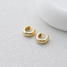 Load image into Gallery viewer, Chunky Smooth Earring Hoop, Gold/Silver Huggie Earring with Loop, 14mm, Everyday Simple Huggie Hoops , Handmade Earring Supplies  D0115