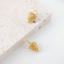 Load image into Gallery viewer, 3D Pinecone Pendant, 18K Gold Plated Pine Cone Charms, 13x7.5mm, Necklace Making Charms, Earring Findings S1054