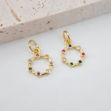 Cargar imagen en el visor de la galería, Dije de micropavé cúbico colorido de 16 x 6 mm, colgante de pavé arcoíris de circonita cúbica, chapado en oro de 18 quilates, dijes para collar, accesorios de joyería S600