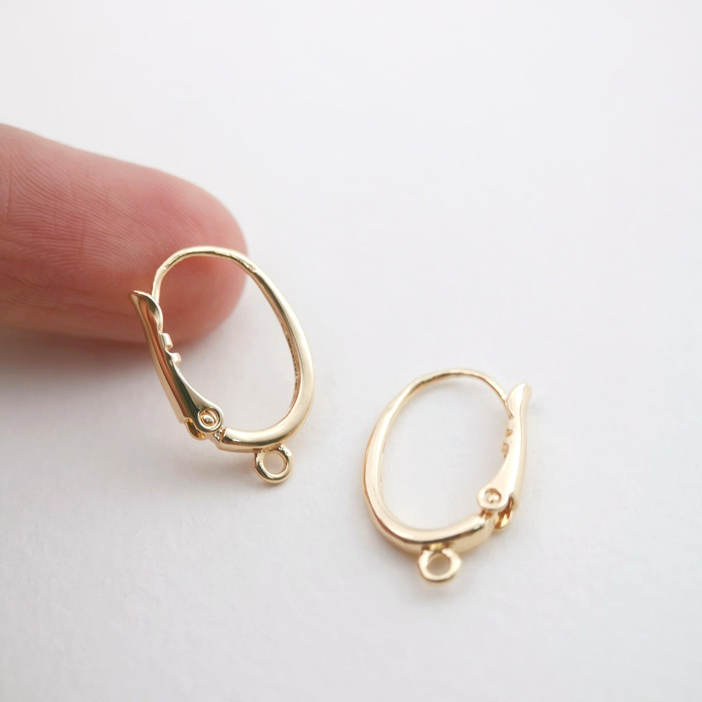 10PCS 14K Gold Plated Oval Hoop Earring, Huggie Hoops Earring Parts, Spring Ear Hoops, 19.7mm, Oval Hoop earring  for Jewelry Making Z067