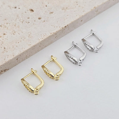 18K Gold Plated U Shape Hoop Earring, Huggie Hoops Earring Parts, U shape Hoop earring for Jewelry Making D0253