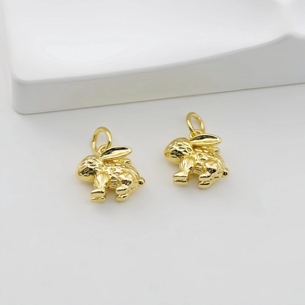Bunny Charm, 18K Gold Plated Rabbit Pendant, Animal Charm, 13*11mm, Necklace Jewelry Finding S20667