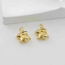 Load image into Gallery viewer, Bunny Charm, 18K Gold Plated Rabbit Pendant, Animal Charm, 13*11mm, Necklace Jewelry Finding S20667