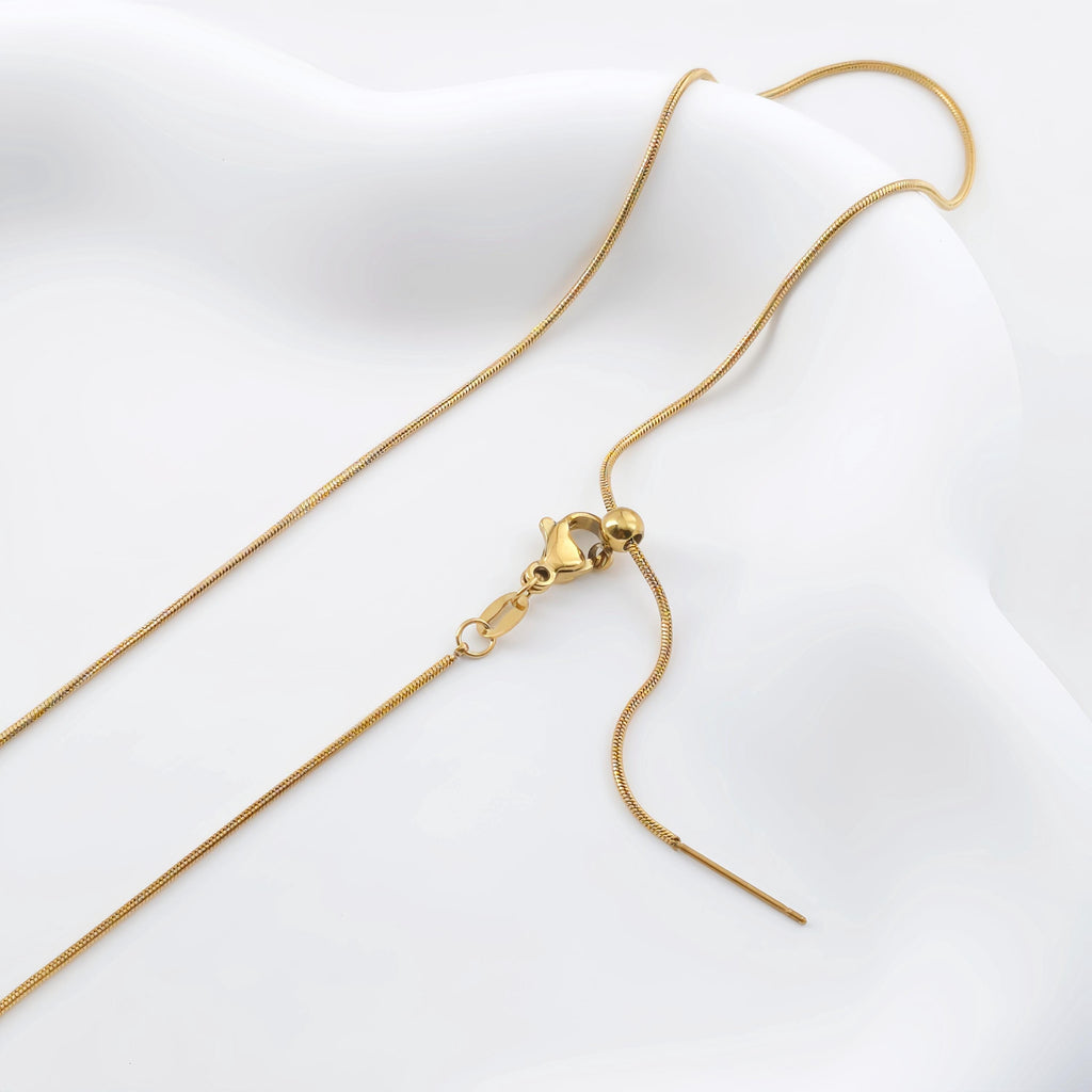 14K Snake Finished Necklace Chain, Adjustable Necklace, 316L Stainless Steel, Snake Chain, Ready to Wear, 45cm/18 inch, JR001