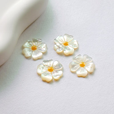 Flowers White Mother-of-Pearl, MOP Shell Pendant, Engraved White Nacre, Shell Charm, Mother of Pearl Jewelry Making Findings RY009