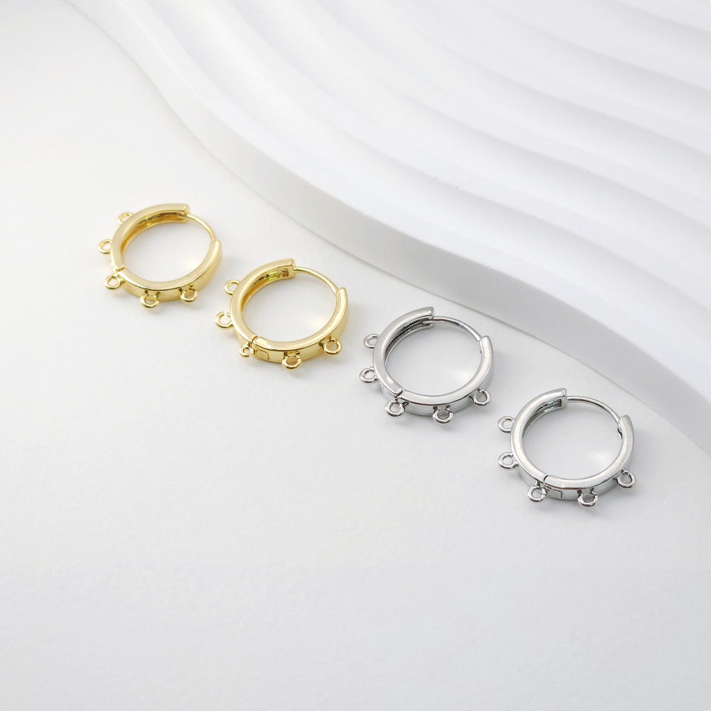 Multi-loop Earring Hoop, Gold Plated Huggie Hoop Earring with Loop, Huggie Hoops DIY Earring  Findings,Handmade Earring Supplies D0102