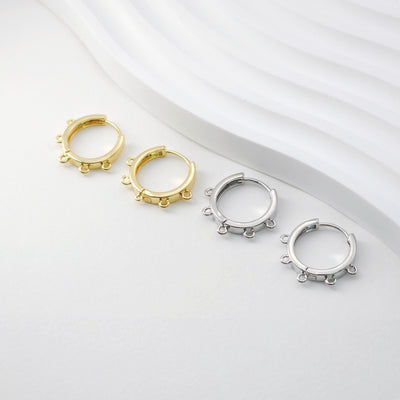 Multi-loop Earring Hoop, Gold Plated Huggie Hoop Earring with Loop, Huggie Hoops DIY Earring  Findings,Handmade Earring Supplies D0102