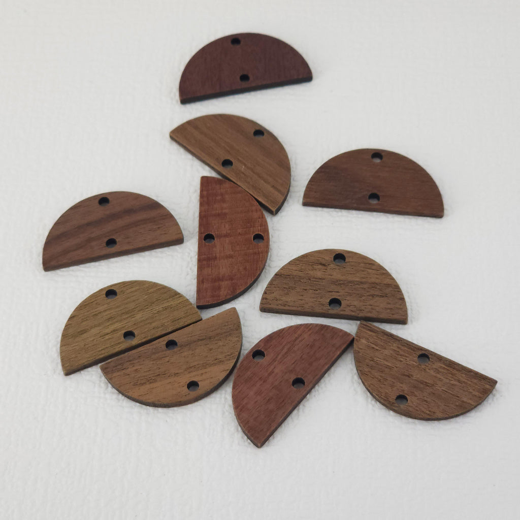2PCS Semicircle Shape Wood Charms, Wooden Pendant, Reclaimed Walnut Wood, Geometric Statement Wood Earrings Diy Ideas JT962