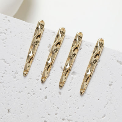 Hammered Long Bar Stud Ear Post With Loop, S925 Silver Ear Pin Nickel Free, Gold/Silver Ear Stud, Hypoallergenic Earring Findings BB123