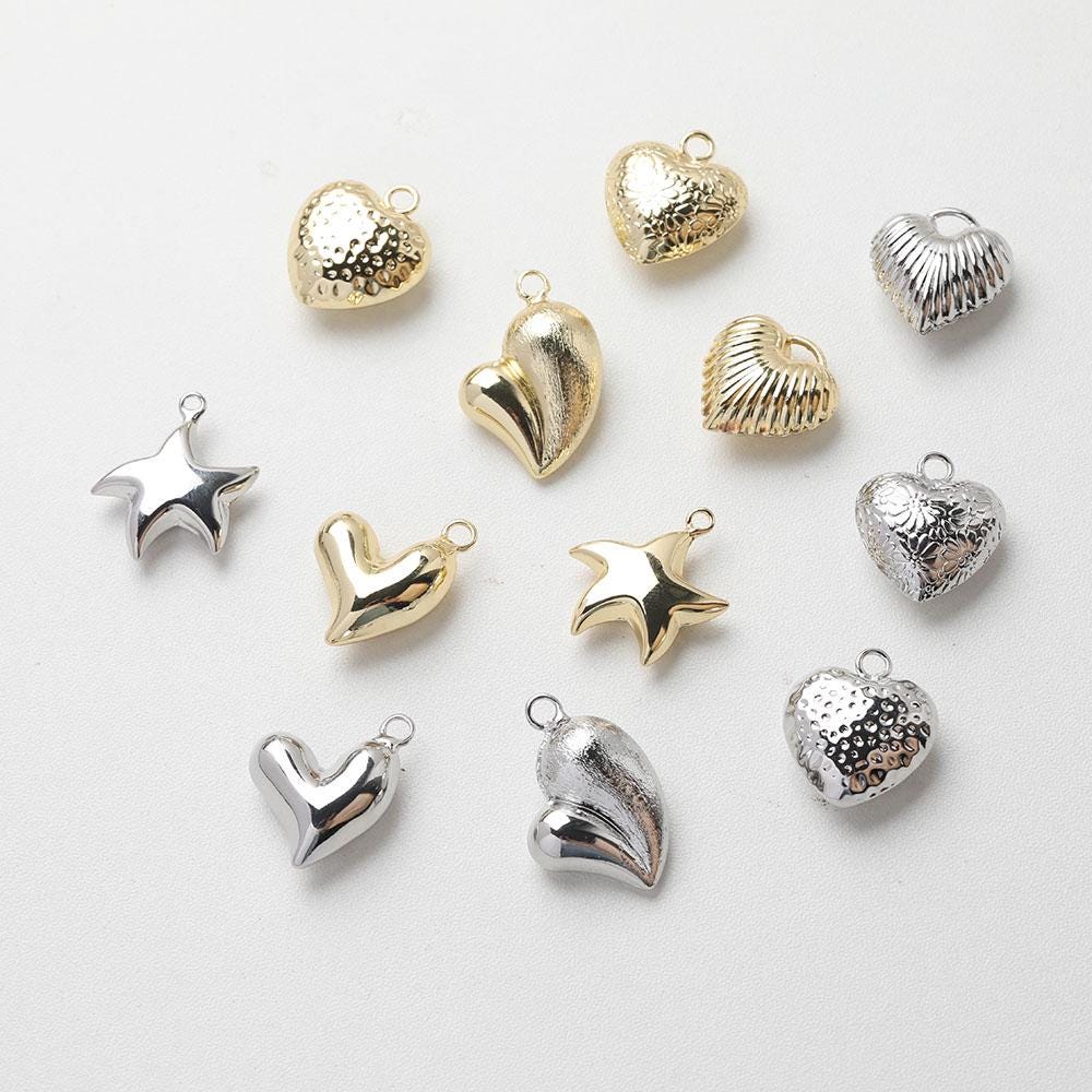 3D Heart Charms, StarFish Charm,  14K Gold Plated CZ Pave Love Pendant, Necklace Making Pendants, Jewelry Findings GZ630