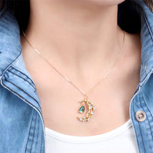 Load image into Gallery viewer, Dainty Crescent Moon Charm, CZ Pave Moon Pendant, Drop Crystal Multi Color, 18K Gold Plated, Necklace Pendant Findings S20276