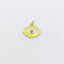 Load image into Gallery viewer, Enamel Evil Eye Charm, 18K Gold Plated Eye Pendant, 16mm, Necklace Making Charm, Jewelry Findings S20510