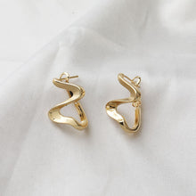 Load image into Gallery viewer, 14K Gold Plated Irregular Hoop Earring, Silver, Matte Gold, Earring Parts, S925 Silver Pin, Hoop earring for Jewelry Making BB103