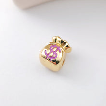 Load image into Gallery viewer, Enamel Money Bag Beads, Dollar Spacer Beads, 18K Gold Plated,  Bracelet Necklace Making Jewelry Finding S1136