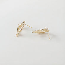 Load image into Gallery viewer, Irregular Pave CZ Earring Post, 14K Gold/Silver Plated,  S925 Silver Pin Nickel Free Earrings, Hypoallergenic Earring Findings JJ005