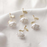 White Rose Flower Pendant, Resin Rose Pendant for Jewelry Making, DIY Jewerly Finding GZ334