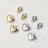 Gold Heart Pendant, Carved Heart, Tiny Heart Charm for Necklace Making, Jewelry Findings GT048