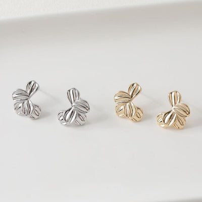 Flower Ear Post With Loop, S925 Silver Ear Pin Nickel Free Earrings, Gold/Silver Petal Ear Stud, Hypoallergenic Earring Findings BB021
