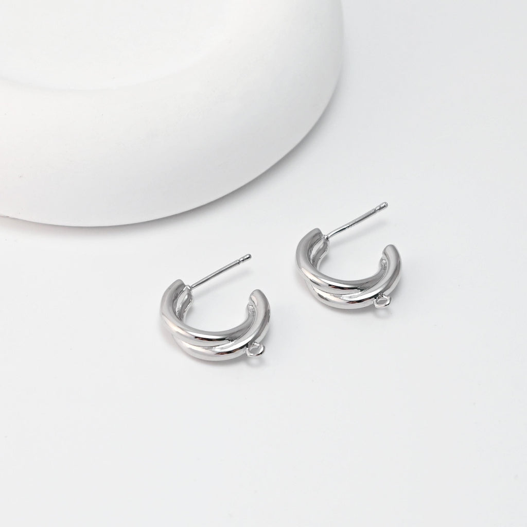 Pendientes en forma de C con aro, chapados en oro de 18 quilates, sin níquel, pasador de plata S925, hipoalergénicos, D0379