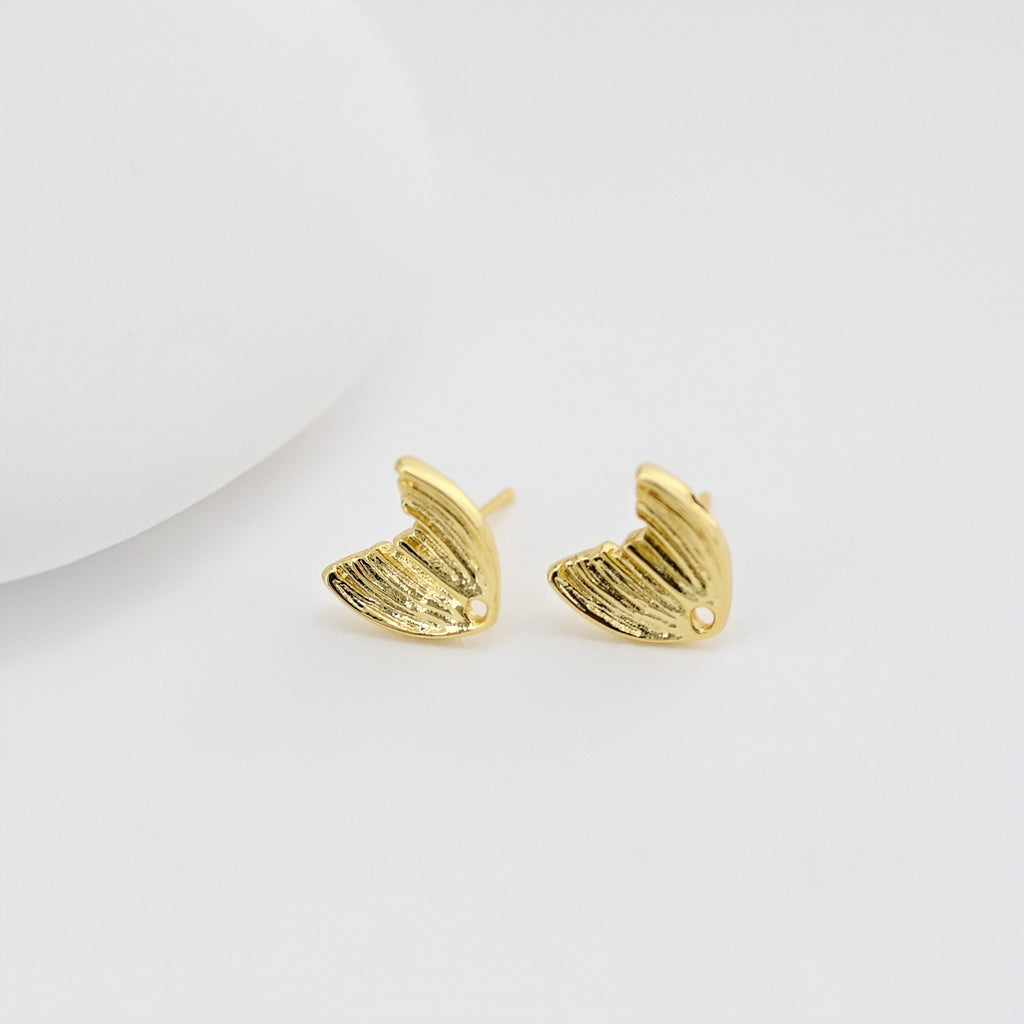 Wing Post Earrings, 11mm, Burshed Gold Earring Post, Hypoallergenic, Earring Findings, Earring Supplies D0422