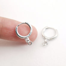 Load image into Gallery viewer, CZ Pave Earring Hoop, Gold Plated Huggie Hoop Earring with Loop, Huggie Hoops DIY Earring  Findings,Handmade Earring Supplies D0085