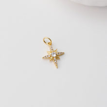 Load image into Gallery viewer, Moon and Star Charms, CZ Pave Star Pendant, North Star Charm, 18K Gold Plated, Necklace charms, Jewelry Findings S706