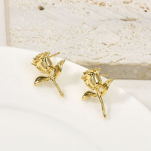 Cargar imagen en el visor de la galería, Poste para pendientes con forma de rosa, pendiente de botón de latón chapado en oro auténtico de 18 quilates con aro, sin níquel, accesorio para pendientes LL193