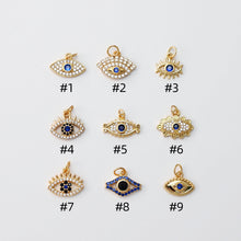 Load image into Gallery viewer, Cubic Evil Eye Charm, 18K Gold Plated Micro CZ Pave Eye Collection Pendant Necklace Making Charm, Jewelry Findings S20221