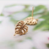 10pcs Gold leaves Earring Post With Loop, S925 Silver Ear Pin Nickel Free Earrings, Ear Stud Loop, Hypoallergenic Earring Findings Z043