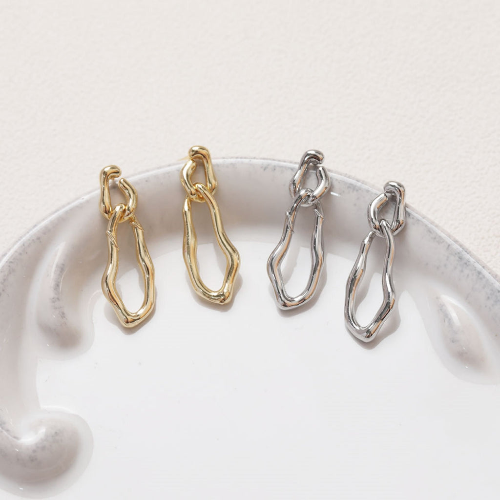 Pendientes de plata de ley 925 con pasador irregular y aro, sin níquel, de oro y plata, hipoalergénicos ZZ033