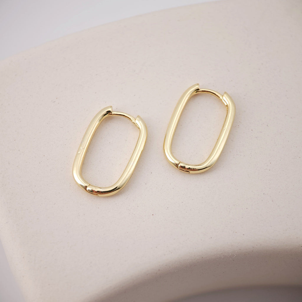 Gold U Shape Hoop Earring, 19.4*12.7mm, 18K Gold Plated Leverback Earrings, Huggie Hoops Earring D0120