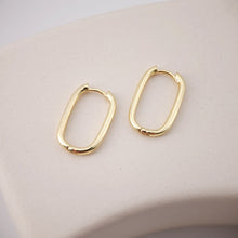 Load image into Gallery viewer, Gold U Shape Hoop Earring, 19.4*12.7mm, 18K Gold Plated Leverback Earrings, Huggie Hoops Earring D0120